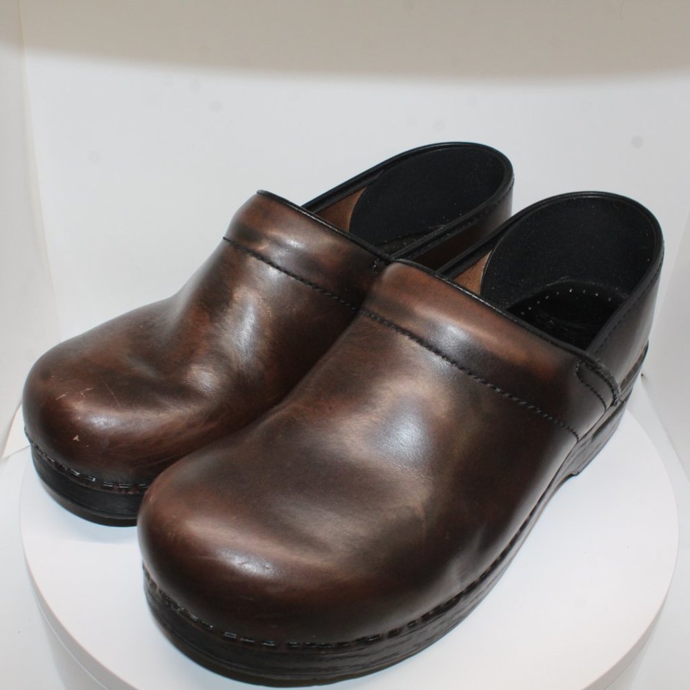 Dansko Womens 41 Professional Clog Brown Slip On Leather Medical Nursing Shoes - Picture 2 of 15